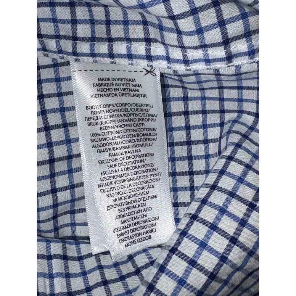 Ralph Lauren Boys Natural Stretch Blue White Check Button Down Shirt Large 14-16